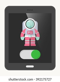 Astronaut flat  icon with Tablet,eps10,