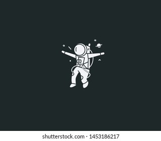 Astronaut Flat Line Art Design Illustration.