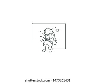 Astronaut Flat Line Art Design Illustration.