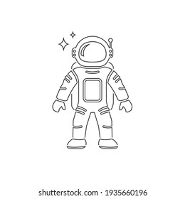 Astronaut Flat Line Icon Vector illustration