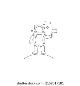 Astronaut Flat Line Icon Vector illustration Flat sign