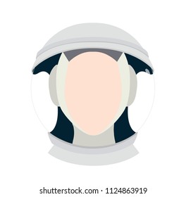 Astronaut flat portrait avatar in spacesuit glass helmet in space isolated on white