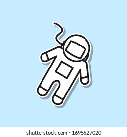 Astronaut flat sticker icon. Simple thin line, outline vector of space icons for ui and ux, website or mobile application