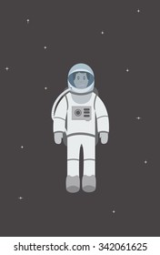 Astronaut flies against the backdrop of starry sky