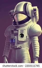 Astronaut flies in outer space