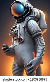 Astronaut flies in outer space