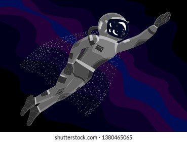 Astronaut flies in space, vector illustration