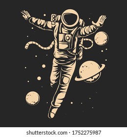 astronaut float on galaxy with planet vector illustration design