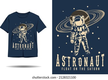 Astronaut float on the saturn silhouette t shirt design