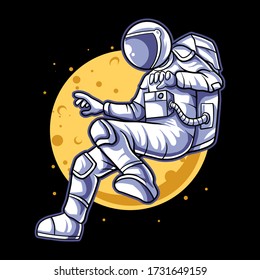 astronaut float on space over the moon, vector illustration design