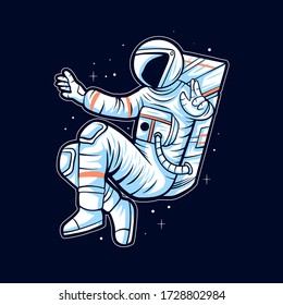 astronaut float on space vector illustration artwork design