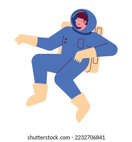 astronaut floating with blue suit character