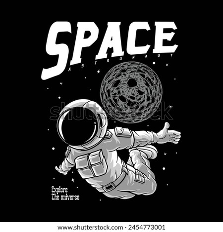 Astronaut floating and catches a satellite in outer space