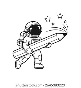 Astronaut floating freely in outer space with arms spread open – Vector Illustration