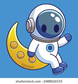 Astronaut Floating with Moon Vector Icon