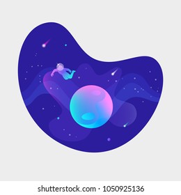 Astronaut floating in open space