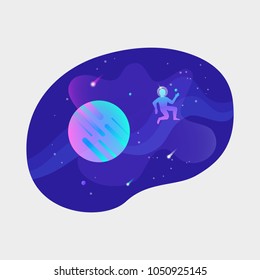 Astronaut floating in open space 