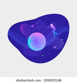 Astronaut floating in open space