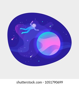 Astronaut floating in open space