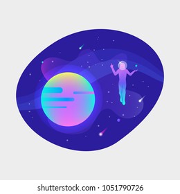 Astronaut floating in open space