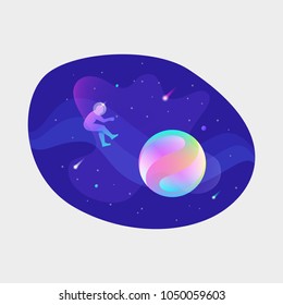 Astronaut floating in open space d