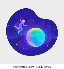 Astronaut floating in open space k