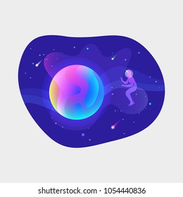 Astronaut floating in open space n