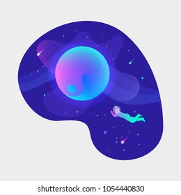 Astronaut floating in open space o