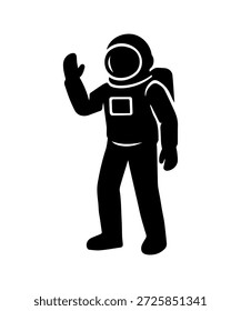 Astronauta flotando en el icono de la silueta del espacio exterior