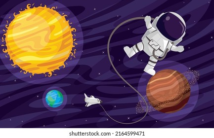 Astronautenszene und Planetenszene