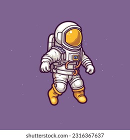 Astronaut floating in purple background,