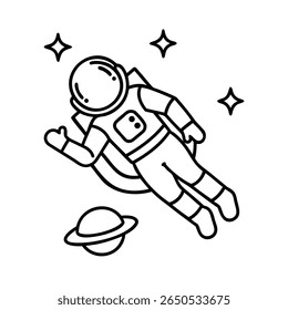 An astronaut floating in space near a planet stars cosmos