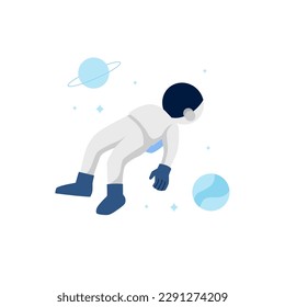 Astronaut floating at space with relax for server error message empty state for ui element illustration