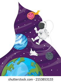 astronaut floating in the space scene