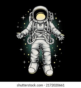 Astronaut Floating In Space Vector Illustration