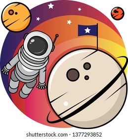 Astronaut floating in the stratosphere