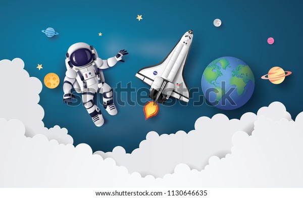 Astronaut floating in the stratosphere 