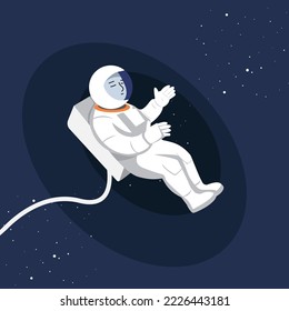 Astronaut floating in tranquil outer space