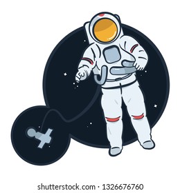 Astronaut floats in open space vector. Cosmic icon illustration.