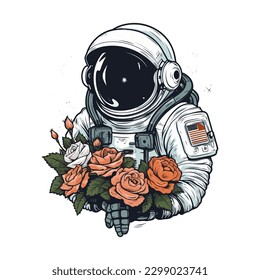 Astronaut with flower logo. A bold and unique design perfect for your space-themed brand