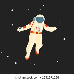 Astronaut fly in space flat illustration