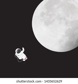 astronaut fly in space towards moon