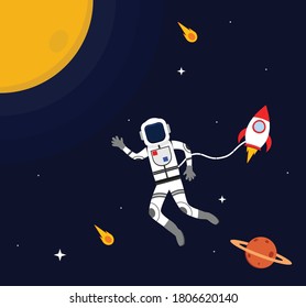 Astronaut Boy On Space Rocket Vector Stock Vector (Royalty Free ...