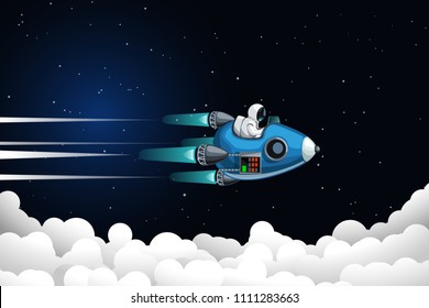astronaut flying above clouds