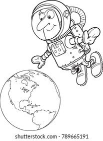 Astronaut flying around the earth