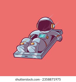 Astronaut flying inside a smartphone vector illustration. Technology, exploration, space design concept.