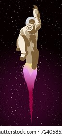 astronaut flying with a jetpack