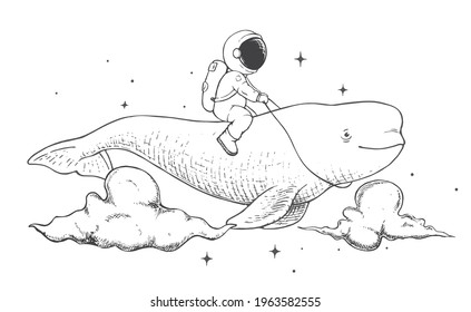 astronaut flying on a beluga