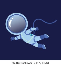 Astronaut flying on a dark blue background 