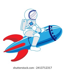 Astronaut flying on a rocket